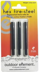 Hex Fire-Steel Replacement 3pk, Contour Feather Knife