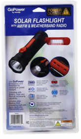 GoPower Emergency Solar LED Flashlight with AM/FM/Weather Band Radio