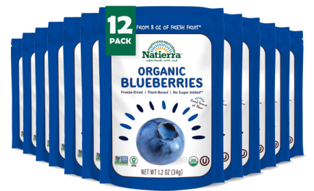 Natierra Nature's All Foods Organic Freeze-Dried Non-GMO & Vegan, Blueberries, 1.2 Ounce (Pack of 12)