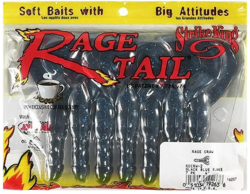 Strike King Rage Craw 4" Blue Flake Soft Bait Lure