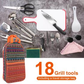 19Pcs Camping Cooking Utensil Kit with Storage Bag