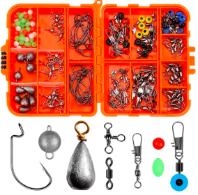 Fishing Accessories Kit With Box (165 Pcs) (Color: Orange)