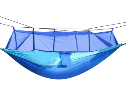 600lb Load 2 Persons Camping Hammock with Mosquito Net (Color: Blue)