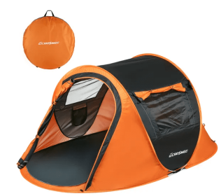 EchoSmile 2 Person Pop-Up Camping Tent (Color: Black & Orange)