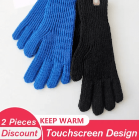 Women's 2-Season Gloves with Touchscreen Capability (Color: Blue & Black)