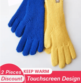 Women's 2-Season Gloves with Touchscreen Capability (Color: Blue & Yellow)