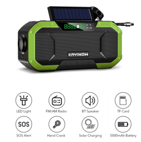 Solar Hand-Crank Emergency Radio (Color: Green)