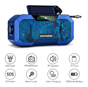 Solar Hand-Crank Emergency Radio (Color: Blue Camo)