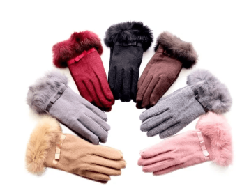 Kitten Mittens Faux Fur Lining Touch Smart Gloves (Color: Ash)