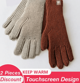 Women's 2-Season Gloves with Touchscreen Capability (Color: Khaki & Brown)