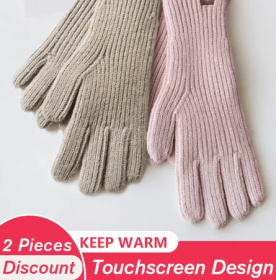 Women's 2-Season Gloves with Touchscreen Capability (Color: Khaki & Pink)