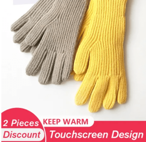 Women's 2-Season Gloves with Touchscreen Capability (Color: Khaki & Yellow)