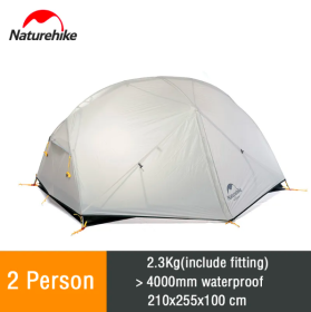 Naturehike Mongar 2 Ultralight 20D Nylon (2 Person Camping Tent) (Color: Gray)