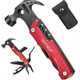 Multi-Function Stainless Hammer Tool (Color: Red)