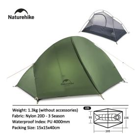 Naturehike Ultralight Backpacking Camping (1-Person Tent) (Color: Green)