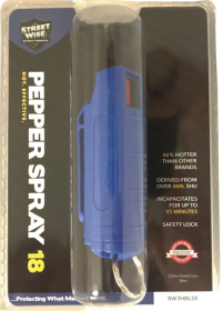 Streetwise 18 Stream Pepper Spray 0.5 oz Hard-case (Color: Blue)