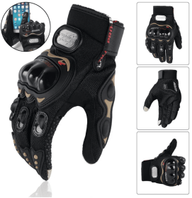 Riding Tribe Full Finger Motorcycle Gloves (Color & Size: Color: Black, Size: L)