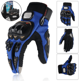 Riding Tribe Full Finger Motorcycle Gloves (Color & Size: Color: Blue, Size: L)