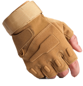 Tactical Military Combat Gloves with Hard Knuckles (Color Size & Style: Color: Khaki, Size: XL, Style: Half-Finger)