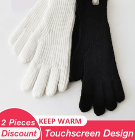 Women's 2-Season Gloves with Touchscreen Capability (Color: White & Black)