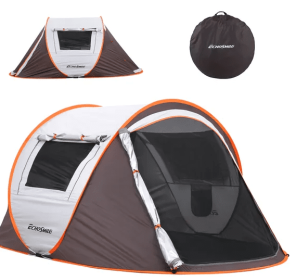 EchoSmile 2 Person Pop-Up Camping Tent (Color: Brown & White)