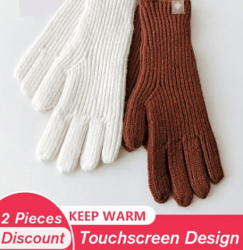 Women's 2-Season Gloves with Touchscreen Capability (Color: White & Brown)