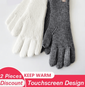 Women's 2-Season Gloves with Touchscreen Capability (Color: White & Gray)