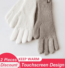 Women's 2-Season Gloves with Touchscreen Capability (Color: White & Khaki)