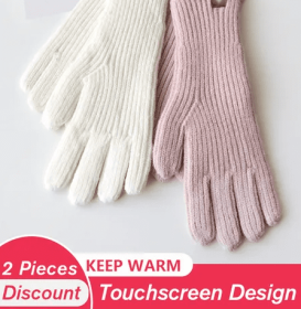 Women's 2-Season Gloves with Touchscreen Capability (Color: White & Pink)