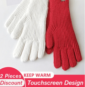 Women's 2-Season Gloves with Touchscreen Capability (Color: White & Red)