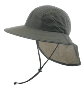 Wide Brim Sun Screen Hat With Neck Flap (Color: Army Green)