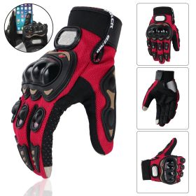 Riding Tribe Touch Screen Motorcycle Gloves (Color: Red)