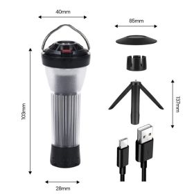 3000mAh Camping Lantern with Magnetic Base (Color: 1 Set Black)