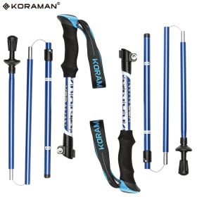 KORAMAN Collapsible Trekking Poles (w/ Carrying Bags) (Color: Blue)