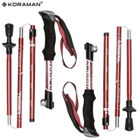 KORAMAN Collapsible Trekking Poles (w/ Carrying Bags) (Color: Red)