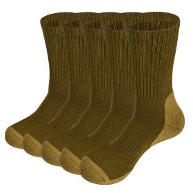 Men's Moisture Wicking Socks (5 Pairs / Pack) (Color: Brown)