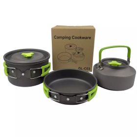 Lightweight Outdoor Cooking Utensils Kit (3PCs) (Color: Green)