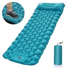 Outdoor Inflatable Mattress Pad (w/Foot Pedal) (Color: Blue)