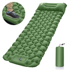 Outdoor Inflatable Mattress Pad (w/Foot Pedal) (Color: Green)