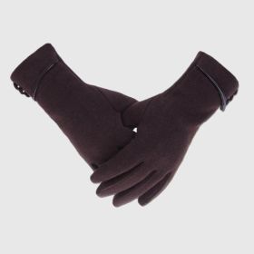 Winter Warm Thick Soft Windproof Touch Screen Fleece Gloves (Color: Coffee)