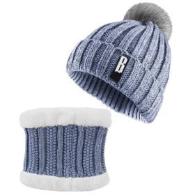 Winter Beanie Hat Scarf Set for Women (Color: Grey)