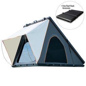 Trustmade Luxurious Triangle Aluminum Black Hard Shell Grey Rooftop Tent for Camping (Color: BlackGrey with Rack)