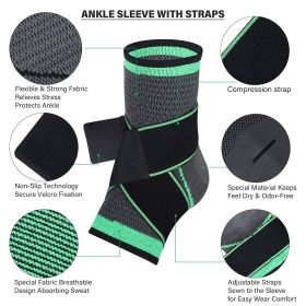 Knit Ankle Brace Sleeve (w/ Straps) (Color: Black)